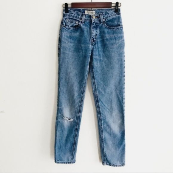 LONDON JEAN 100% Cotton Vintage Distressed Denim Blue Jeans Size 0 - Picture 1 of 8